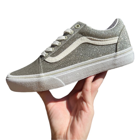 VANS old skool (Glitter) moss gray/true white NWT sz 7 - Picture 8 of 8
